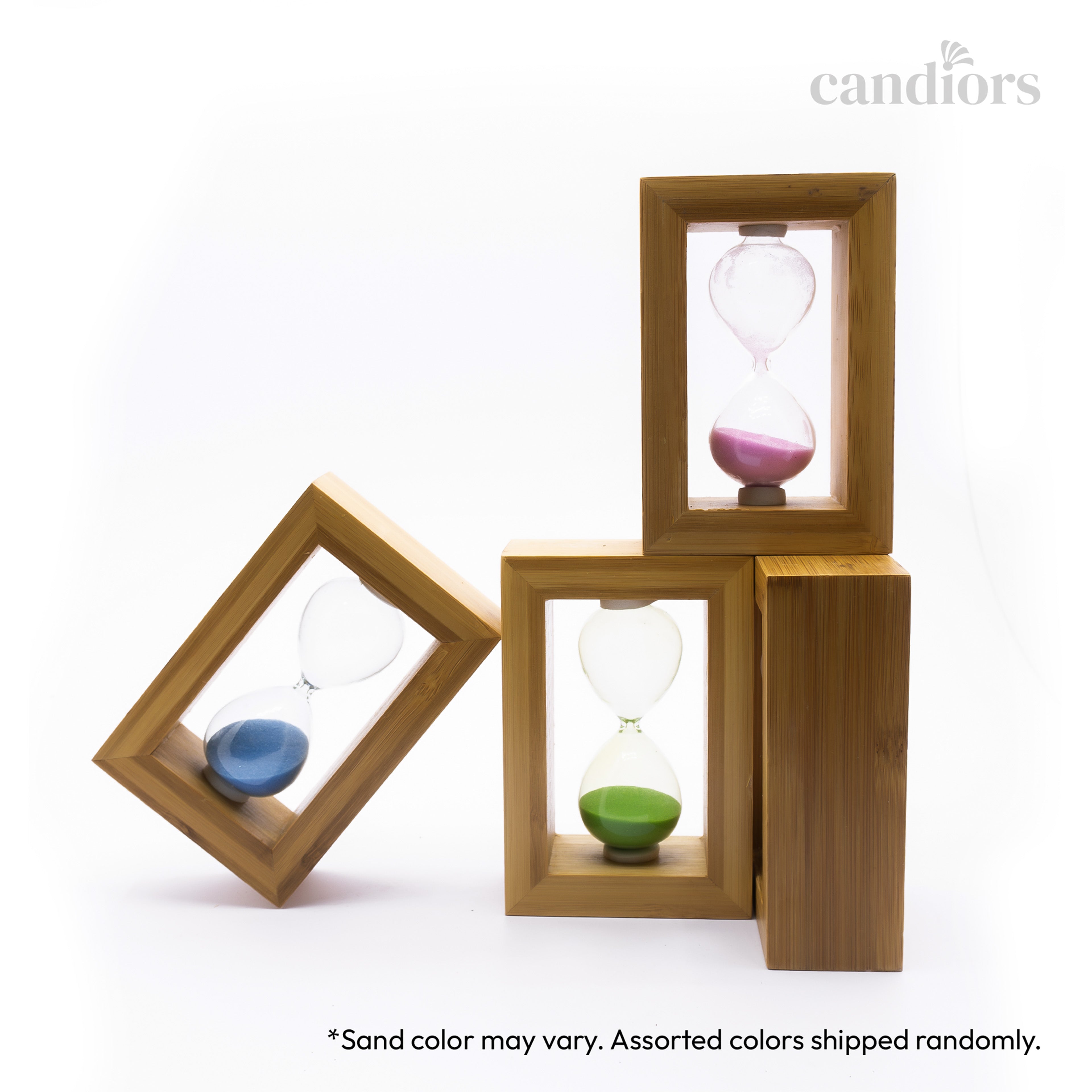 Handcrafted Wooden Frame Glass Sand Timer (Assorted Sand Colors)