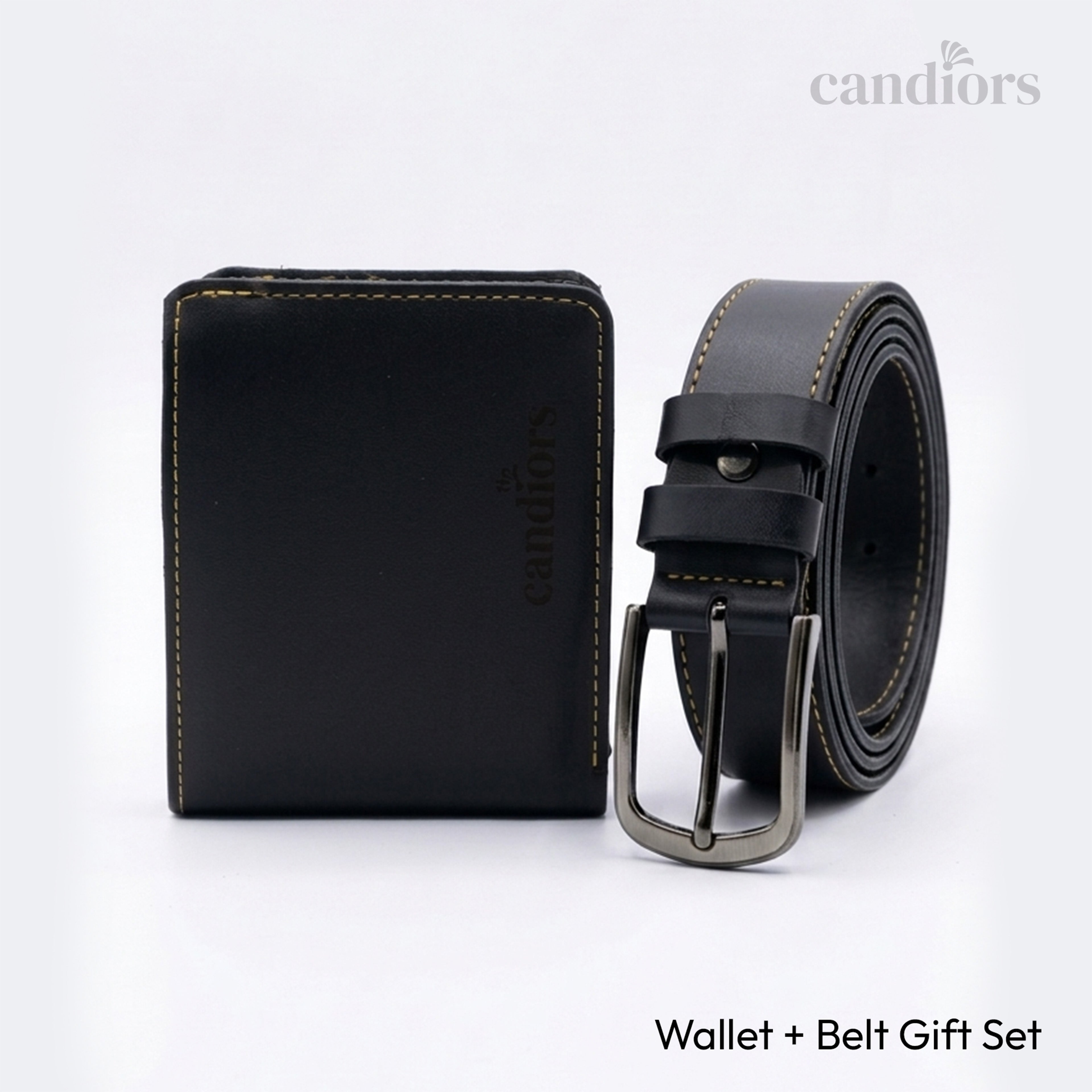 Premium Faux Leather Men's Wallet & Belt Gift Set