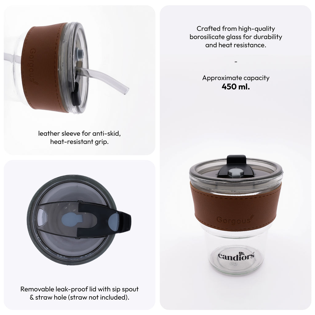 Borosilicate Glass Tumbler with Lid (450 ML)
