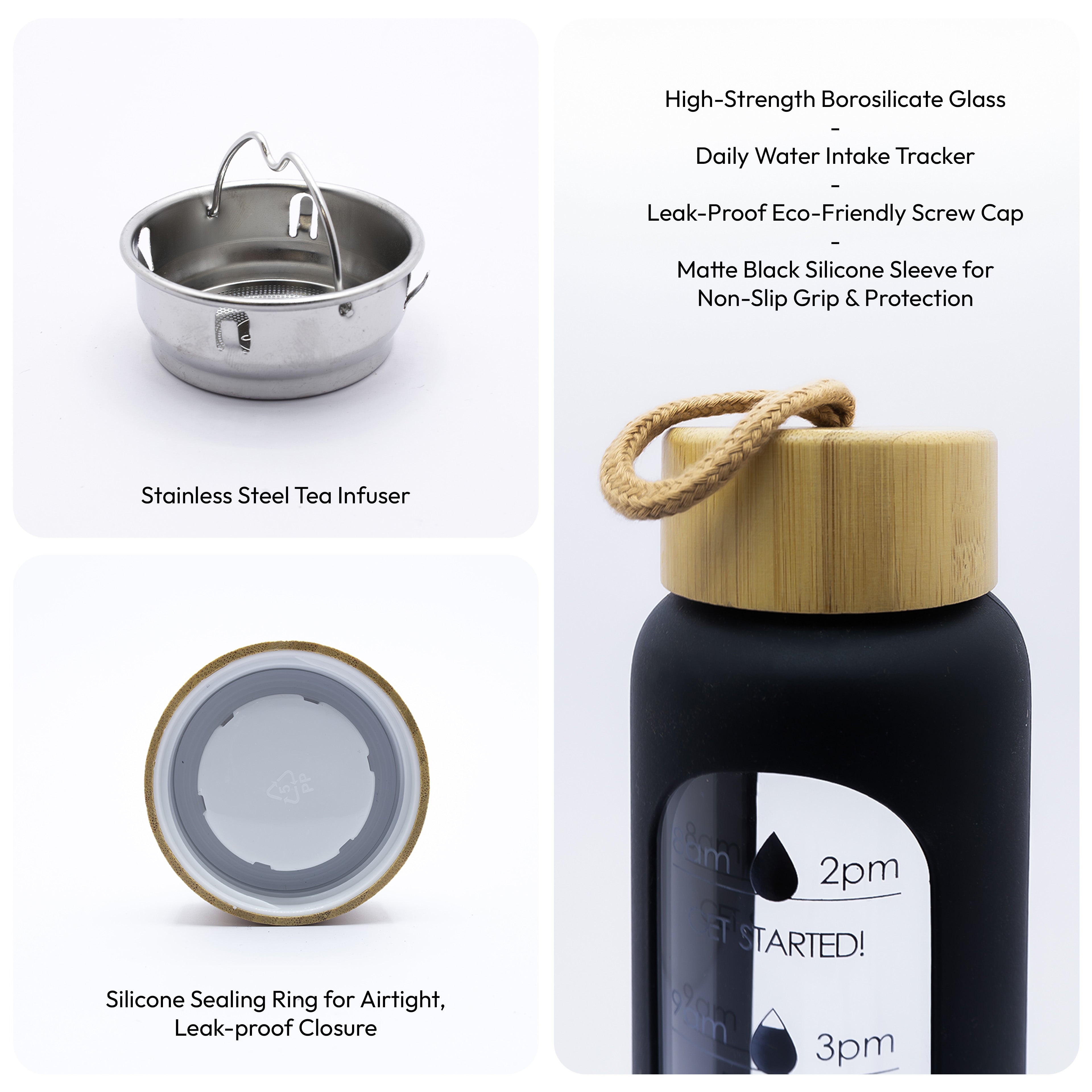 Glass Bottle with Sleeve & Tea Infuser