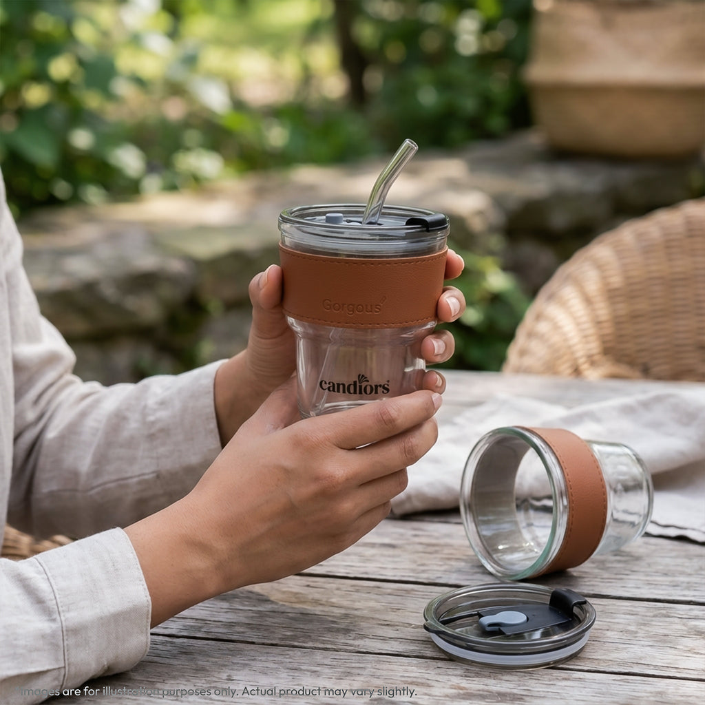 Borosilicate Glass Tumbler with Lid (450 ML)