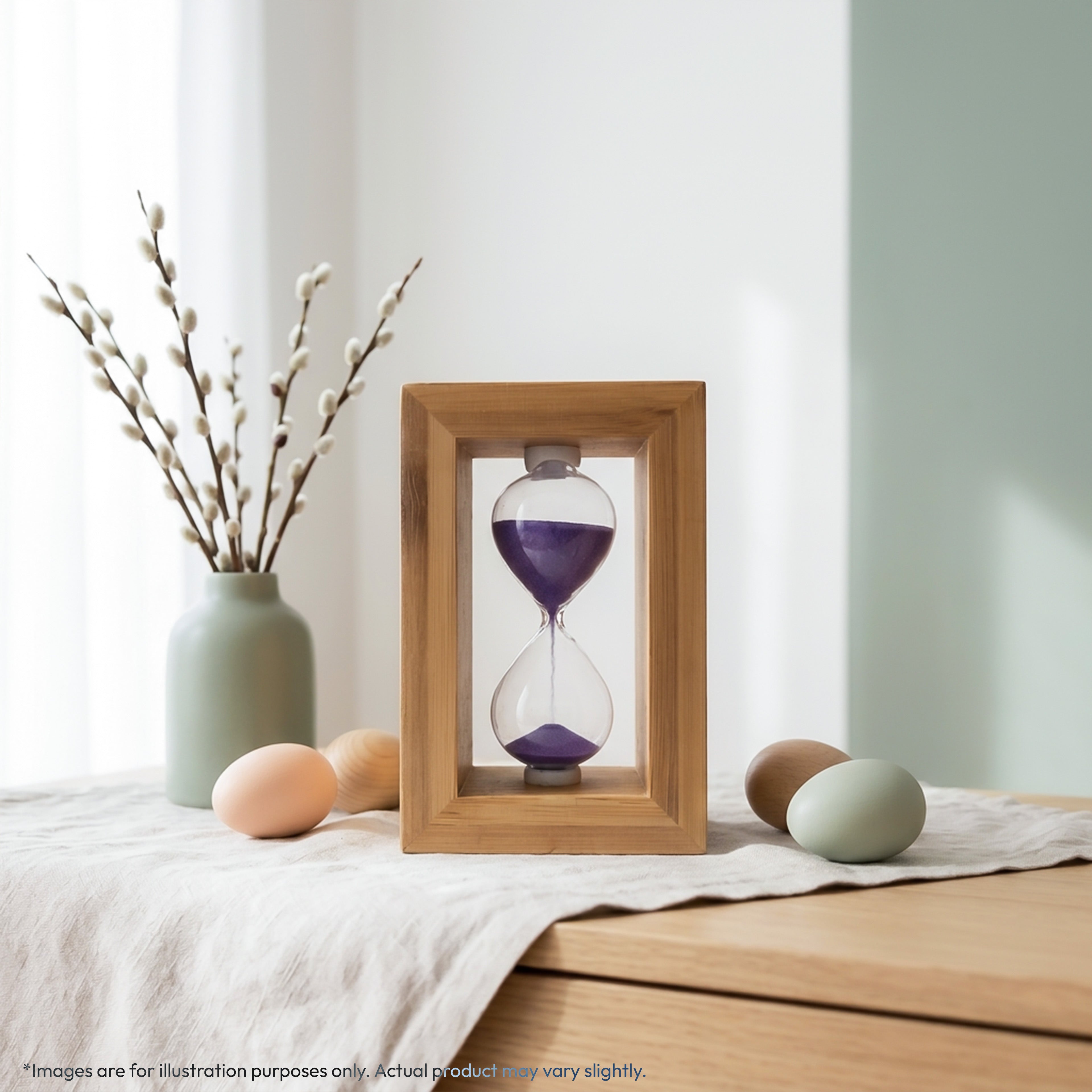 Handcrafted Wooden Frame Glass Sand Timer (Assorted Sand Colors)