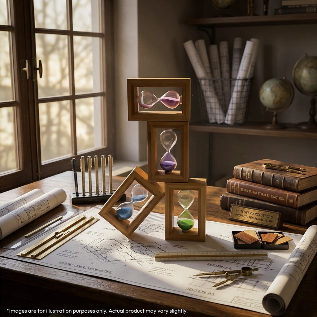 Handcrafted Wooden Frame Glass Sand Timer (Assorted Sand Colors)