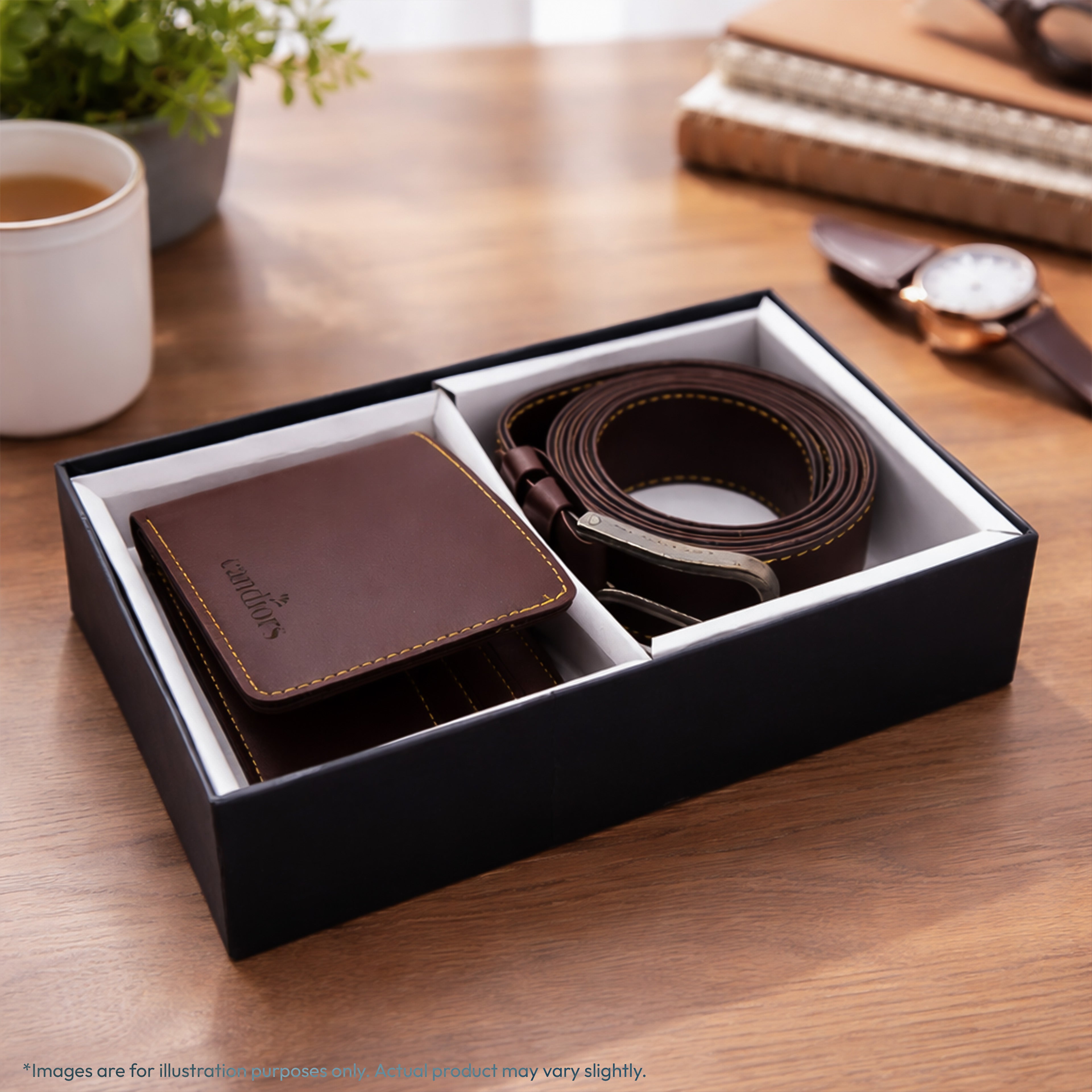 Premium Faux Leather Men's Wallet & Belt Gift Set