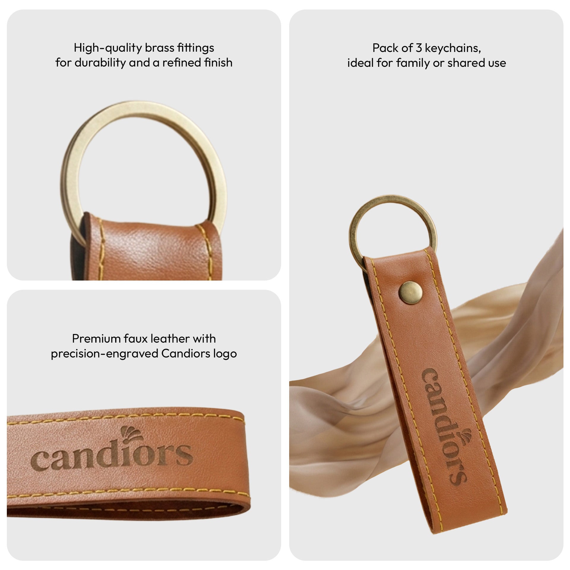 Leather Keychain Set (Pack of 3)