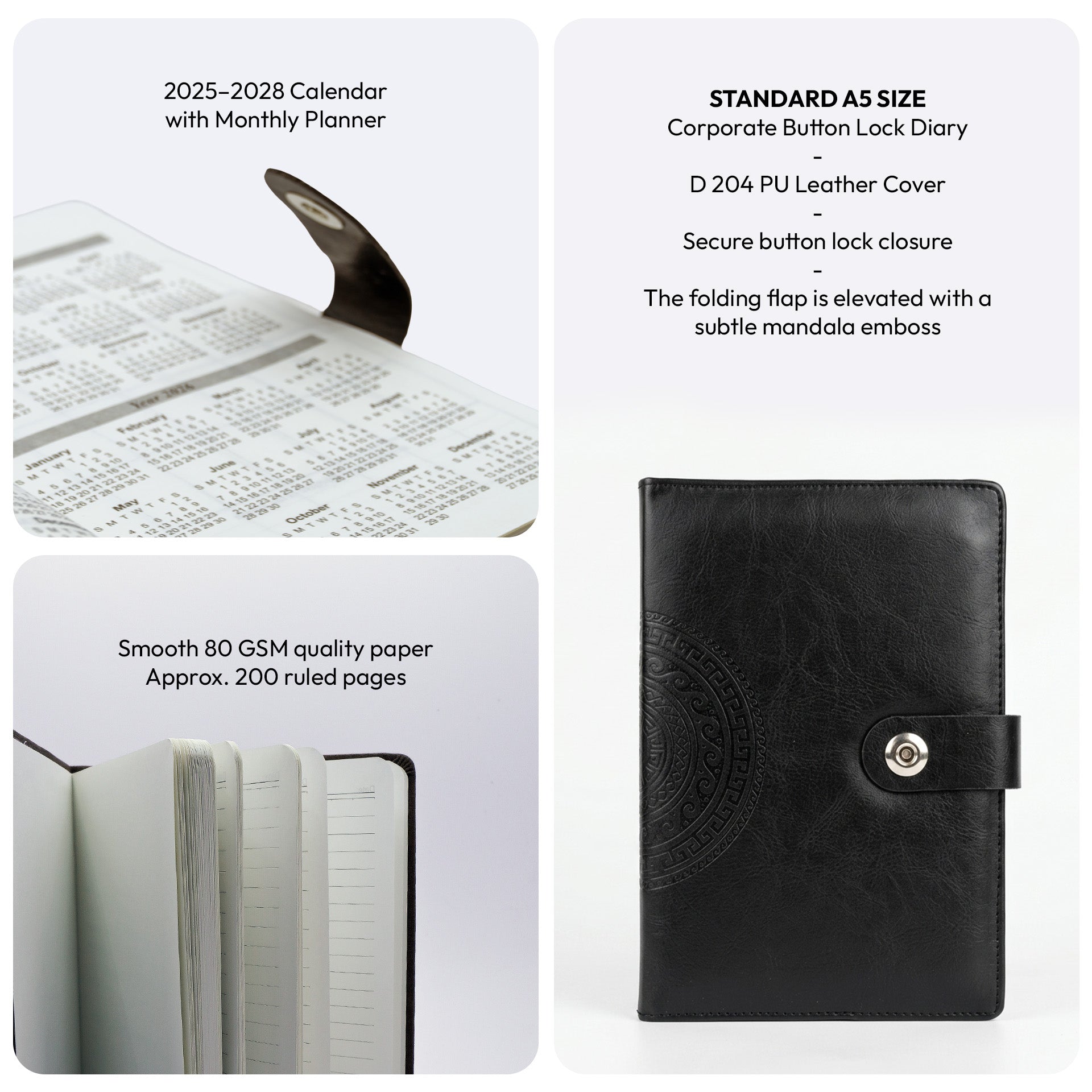 Mandala Lock A5 Diary